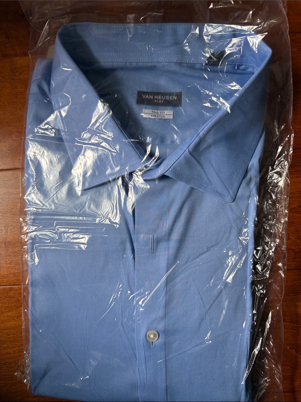 Van Heusen Blue Tall Fit Stretch Dress Shirt